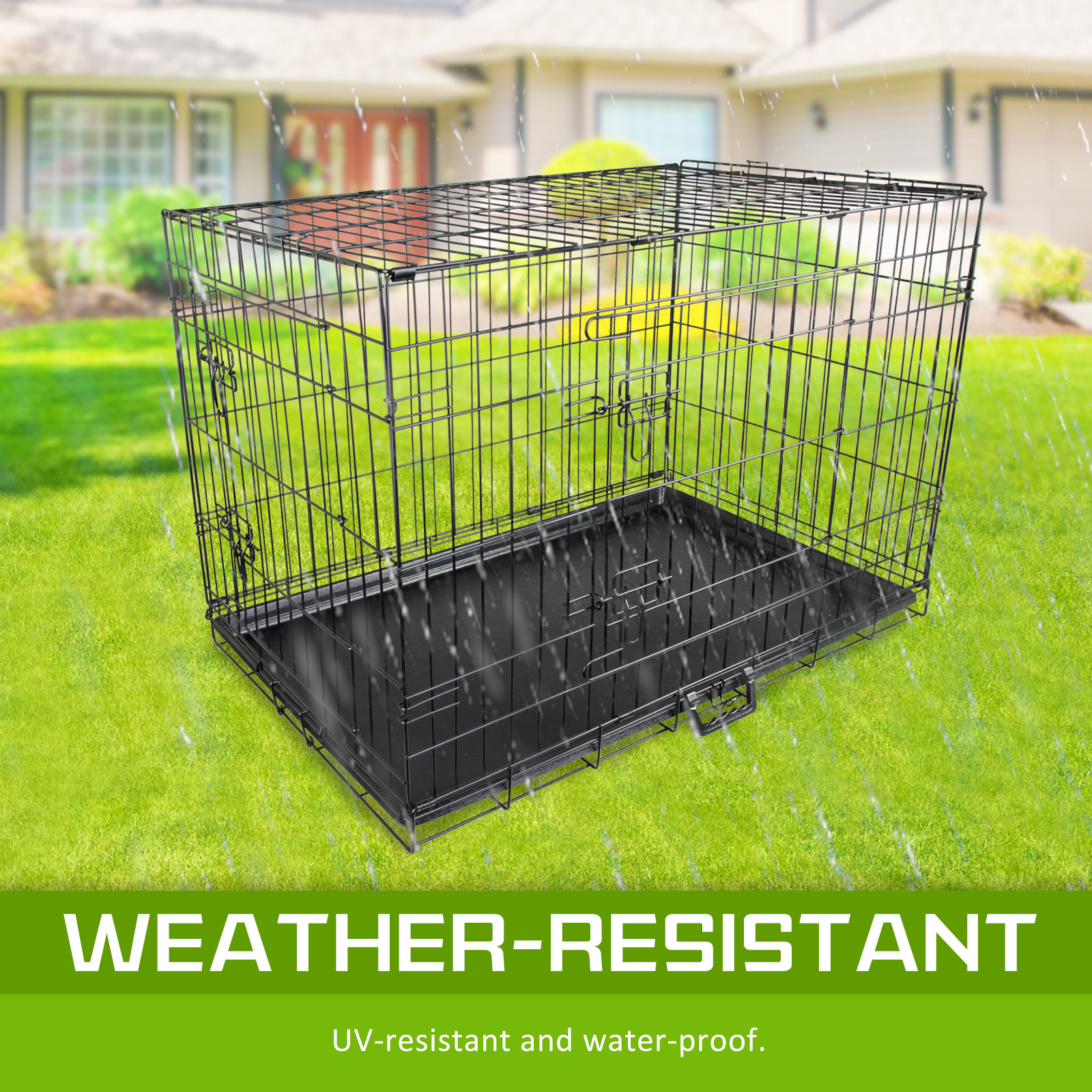 Wire Dog Cage Foldable Crate Kennel 42in with Tray image 3