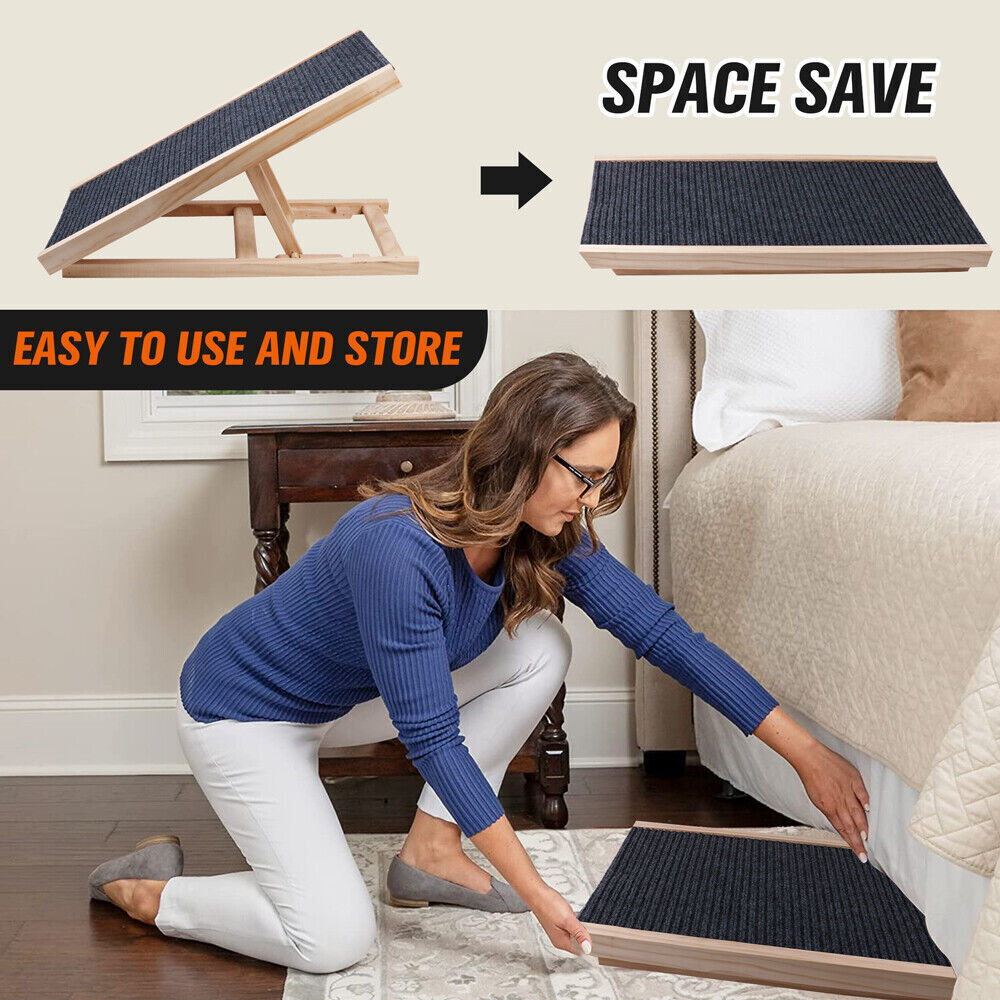 VaKa 70cm Foldable Dog Pet Ramp Adjustable Height Dogs Stairs For Bed Sofa 82006 image 4