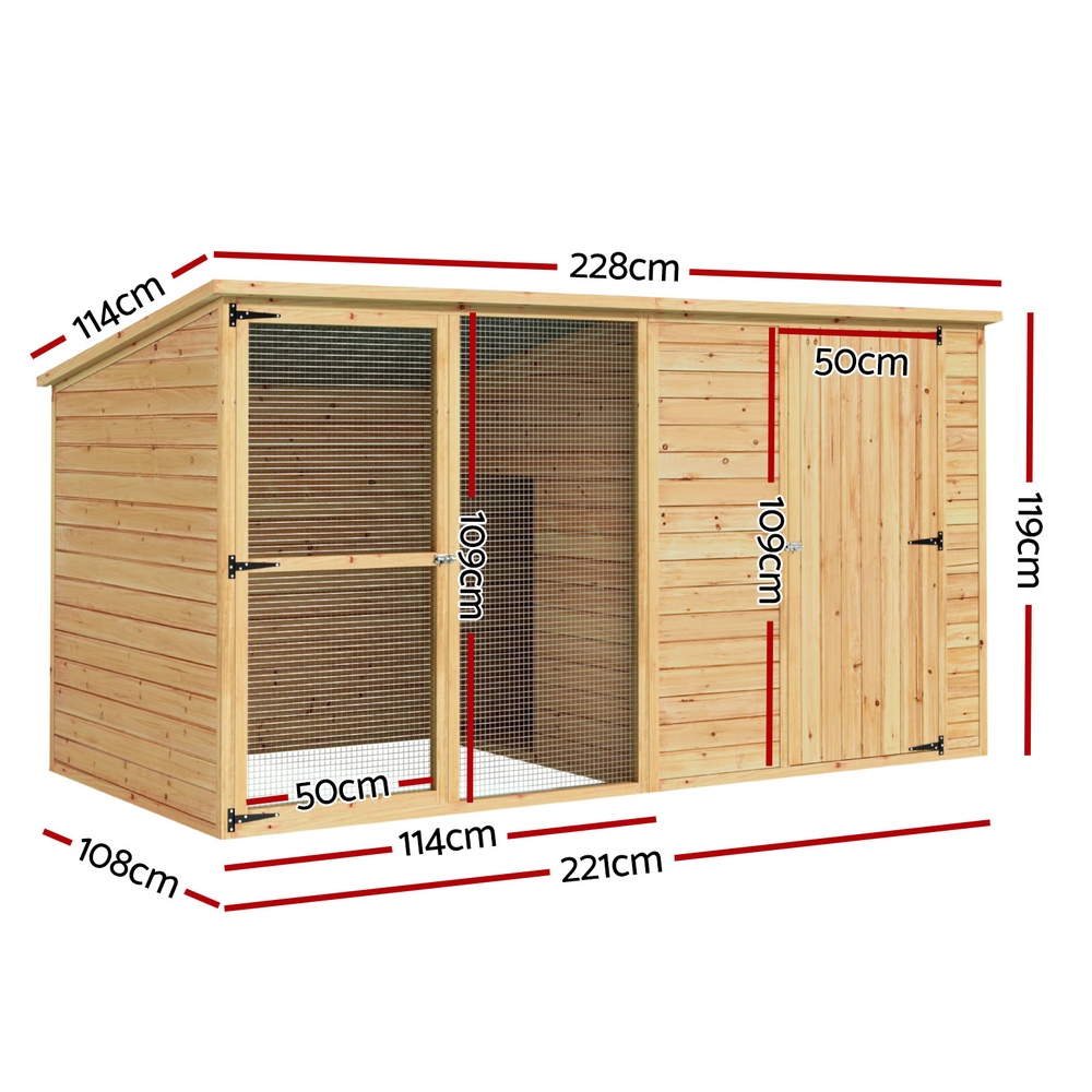 i.Pet Dog Kennel Extra Large 2.28M Wooden House Bed Outdoor Pet Puppy Cabin Log image 2