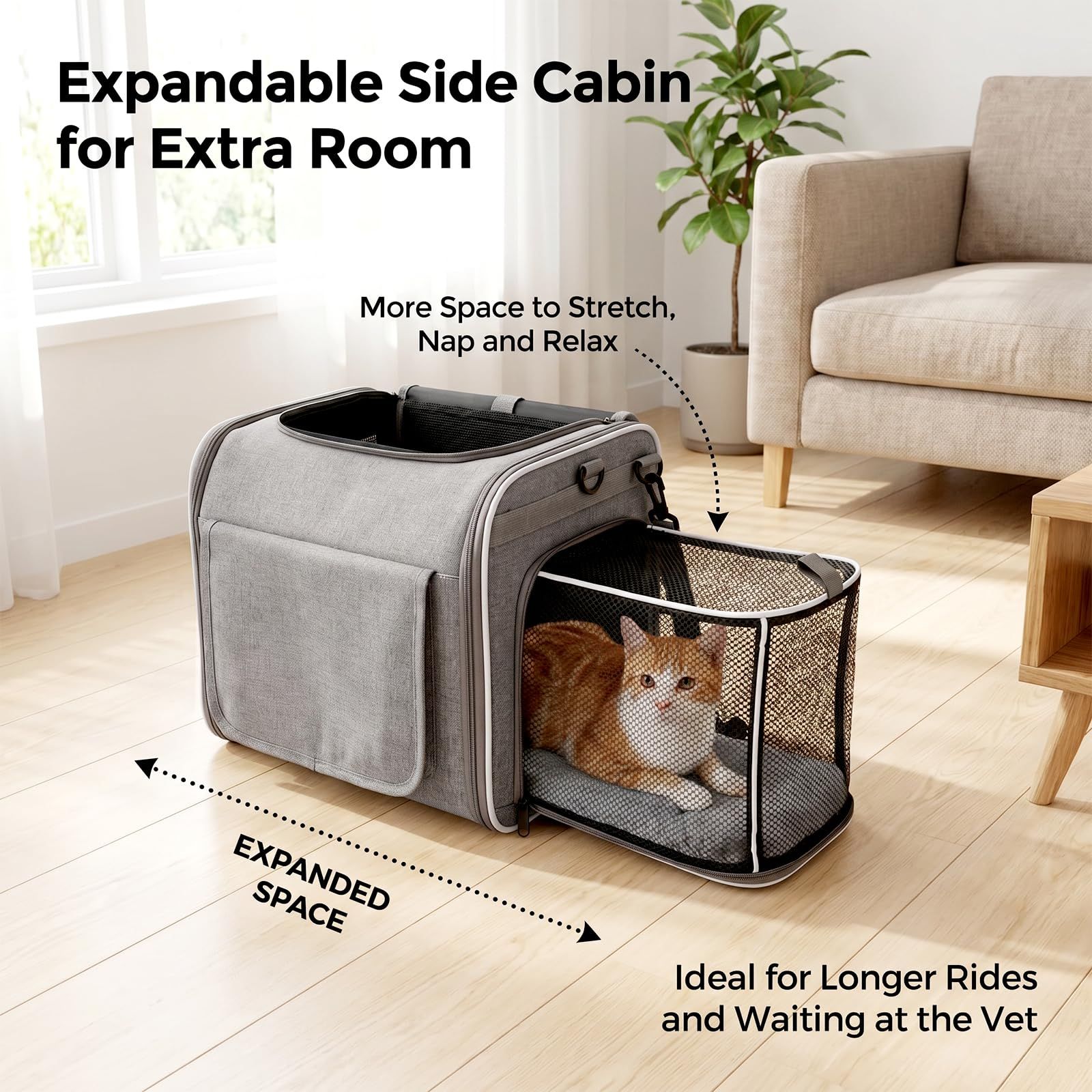 Dog Bike Basket Pet Carrier Backpack 3-in-1, Gray image 3