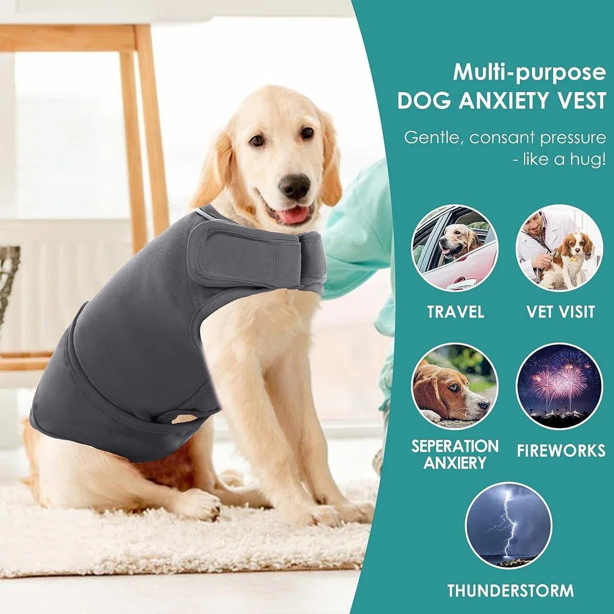 Pet Comfort Dog Relief Vest Jacket Soft Anxiety Coat for Small Medium Large Dogs - XL image 5
