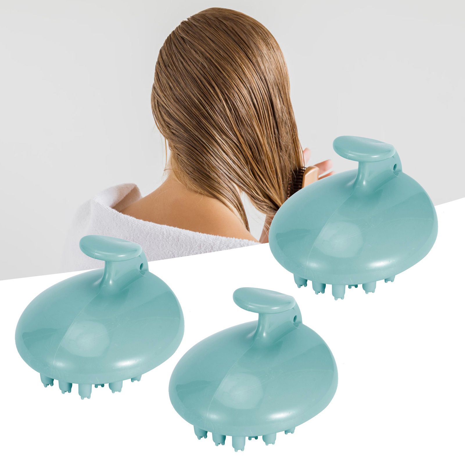 3Pcs Scalp Massage Brush Adult Universal Hairdressing Shampoo Wash Hair Combblue image 9