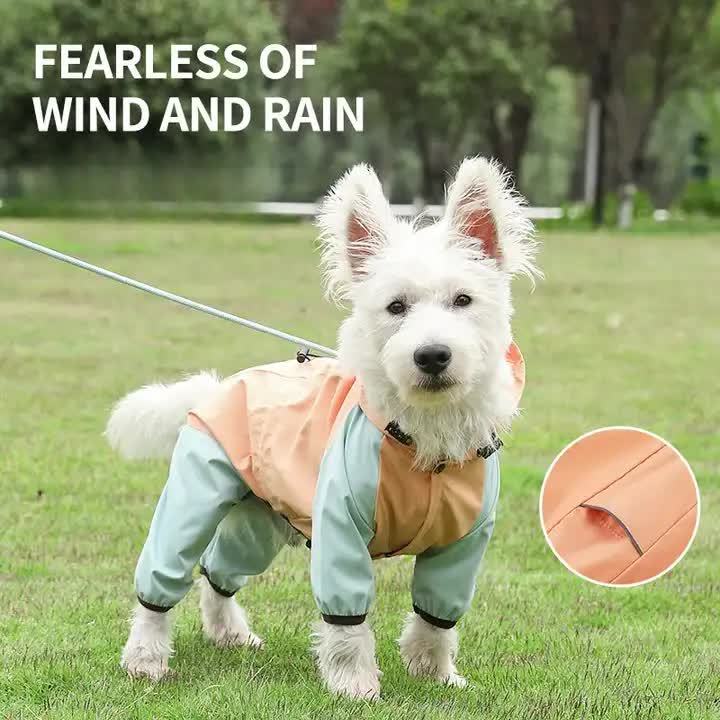 Waterproof Dog Raincoat with Hidden Leash Hole - Windproof and Comfortable…, Orange, S