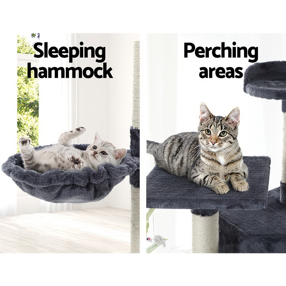 i.Pet Cat Tree 203cm Tower Scratching Post Scratcher Condo Trees House Bed Grey image 6