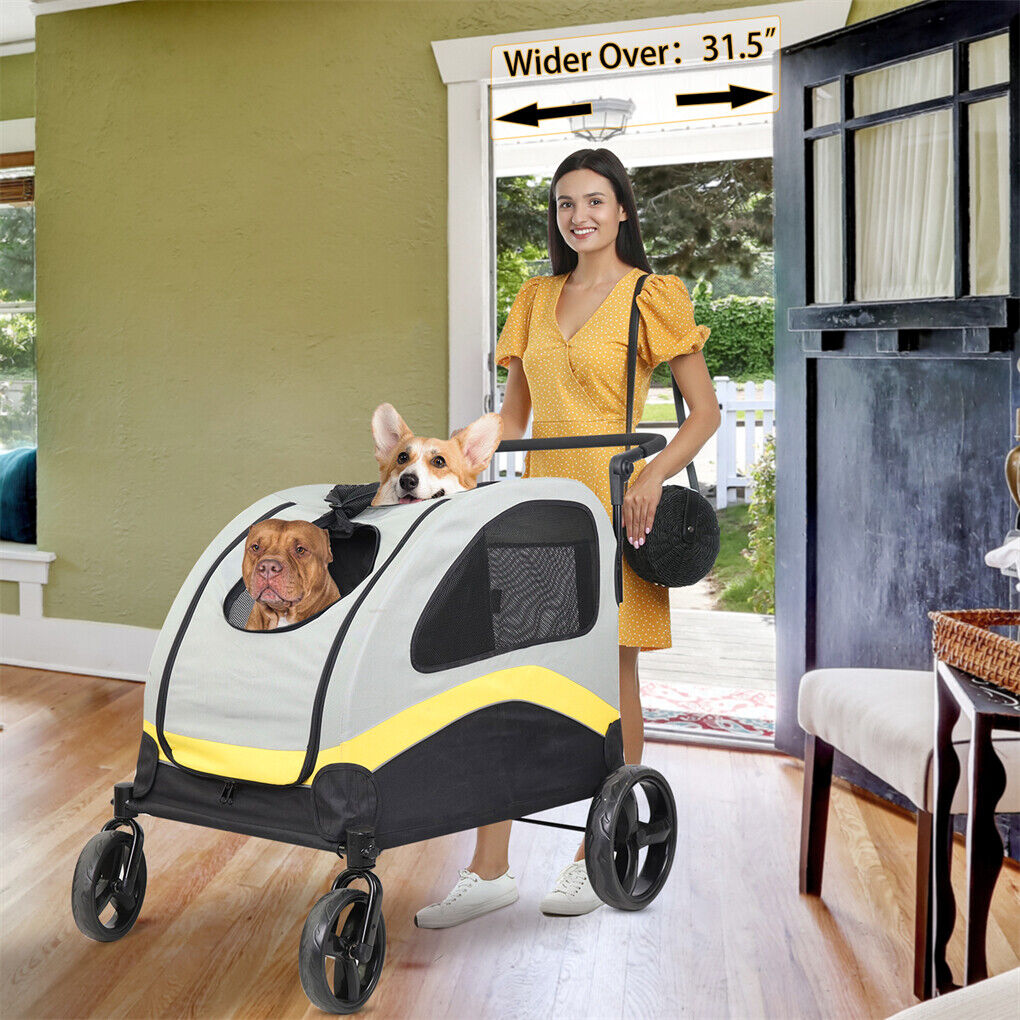 Dog Stroller w/ Divider, Foldable Pet Cart image 3