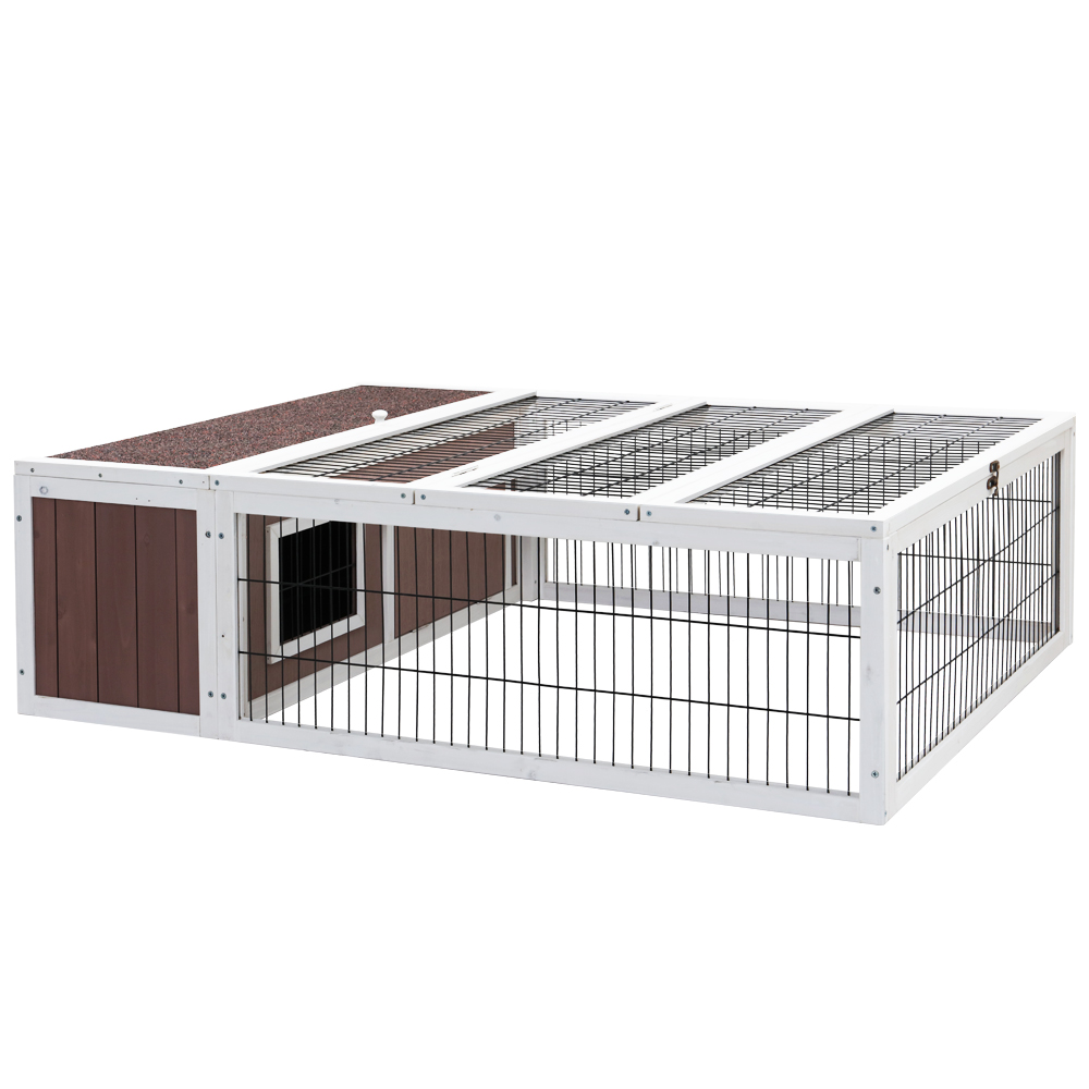 i.Pet Rabbit Hutch 124cm x 90cm x 35cm Chicken Coop Large Outdoor Wooden Run Cage House image 7