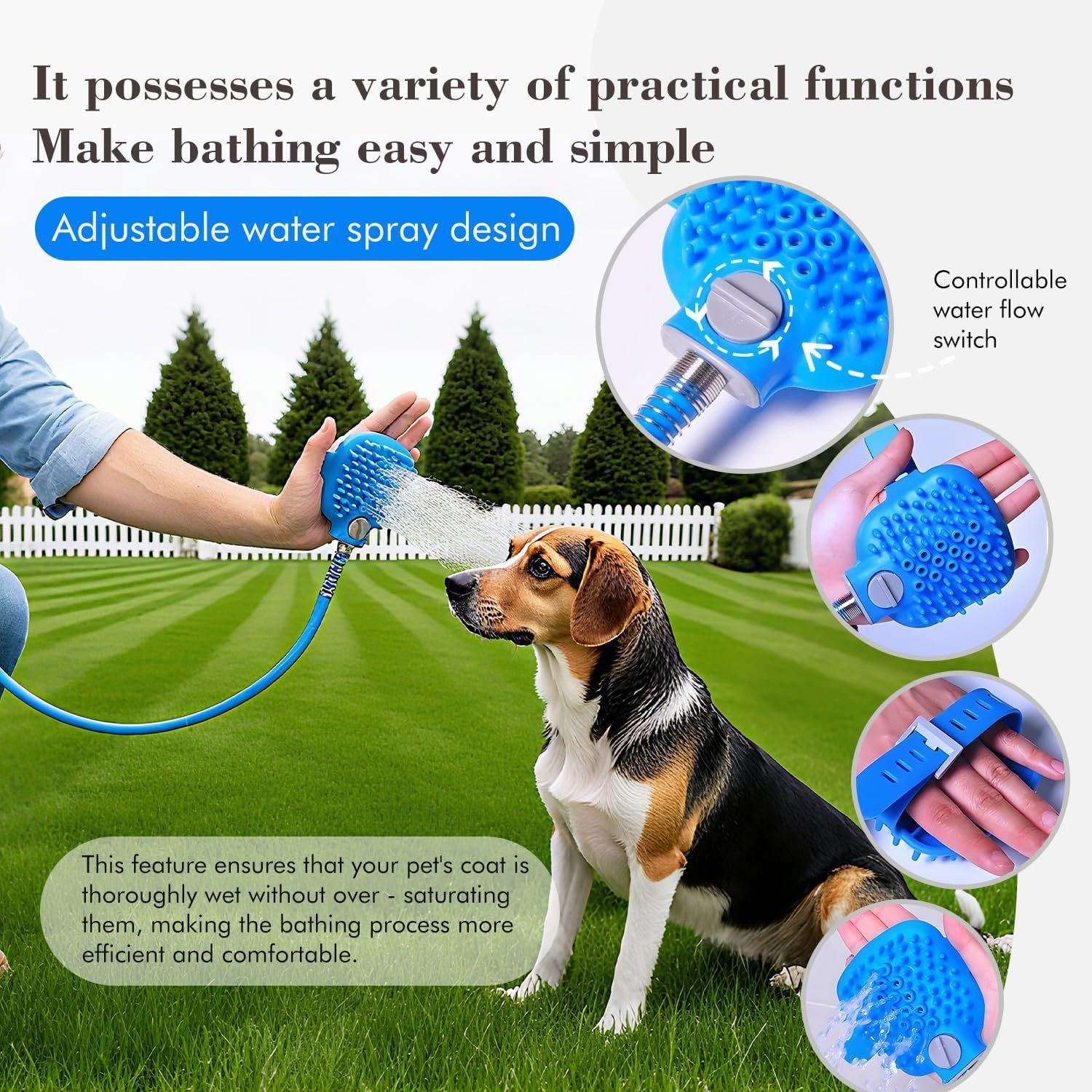 Soft Silicone Pet Bathing Massage Brush for Dogs and Cats – Hands-Free Shower…, Blue image 5