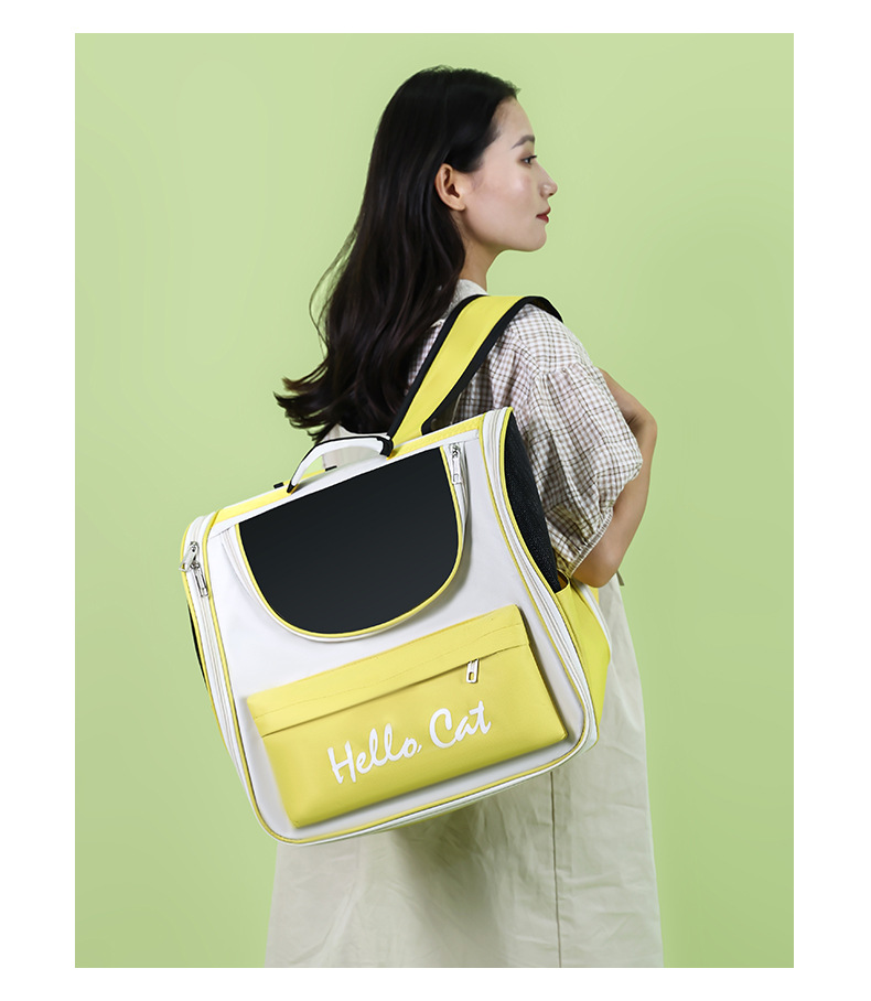 Yellow Transparent Pet Carrier Backpack for Cats and Small Dogs image 2