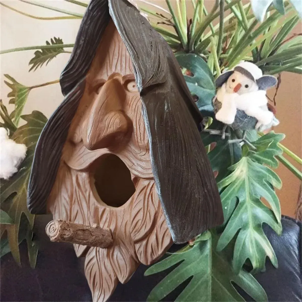 Human Face Birdhouse Resin Garden Ornament Outdoor Bird Nest Decor Statue image 8