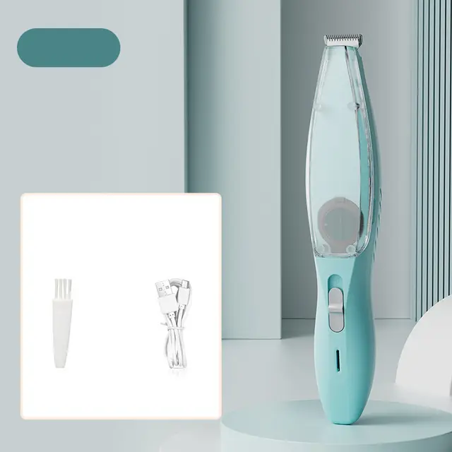 Blue Rechargeable Pet Grooming Clipper with Built-in Vacuum - Low Noise Hair Trimmer…