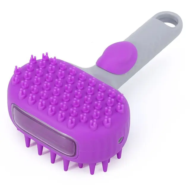 Pet Bath Brush Massage Shampoo Dispensing Grooming Brush for Dog Cat Hair…, Purple