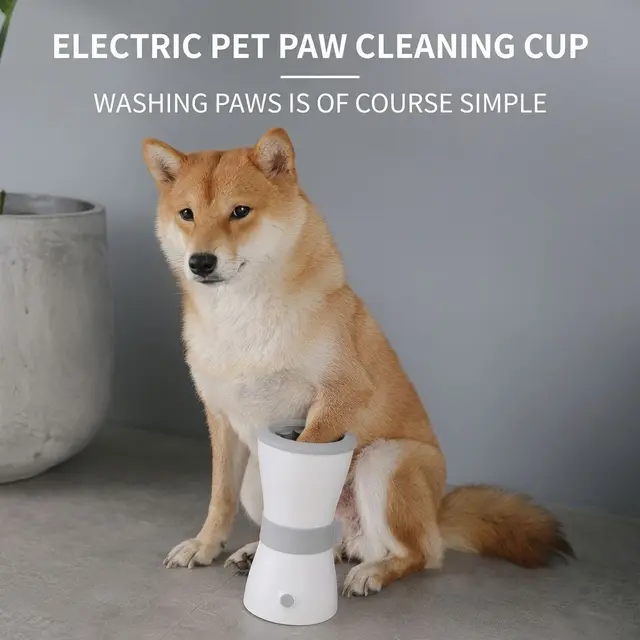 USB Rechargeable Electric Pet Paw Washer Cup – Automatic Dog Foot Cleaner with…, Blue