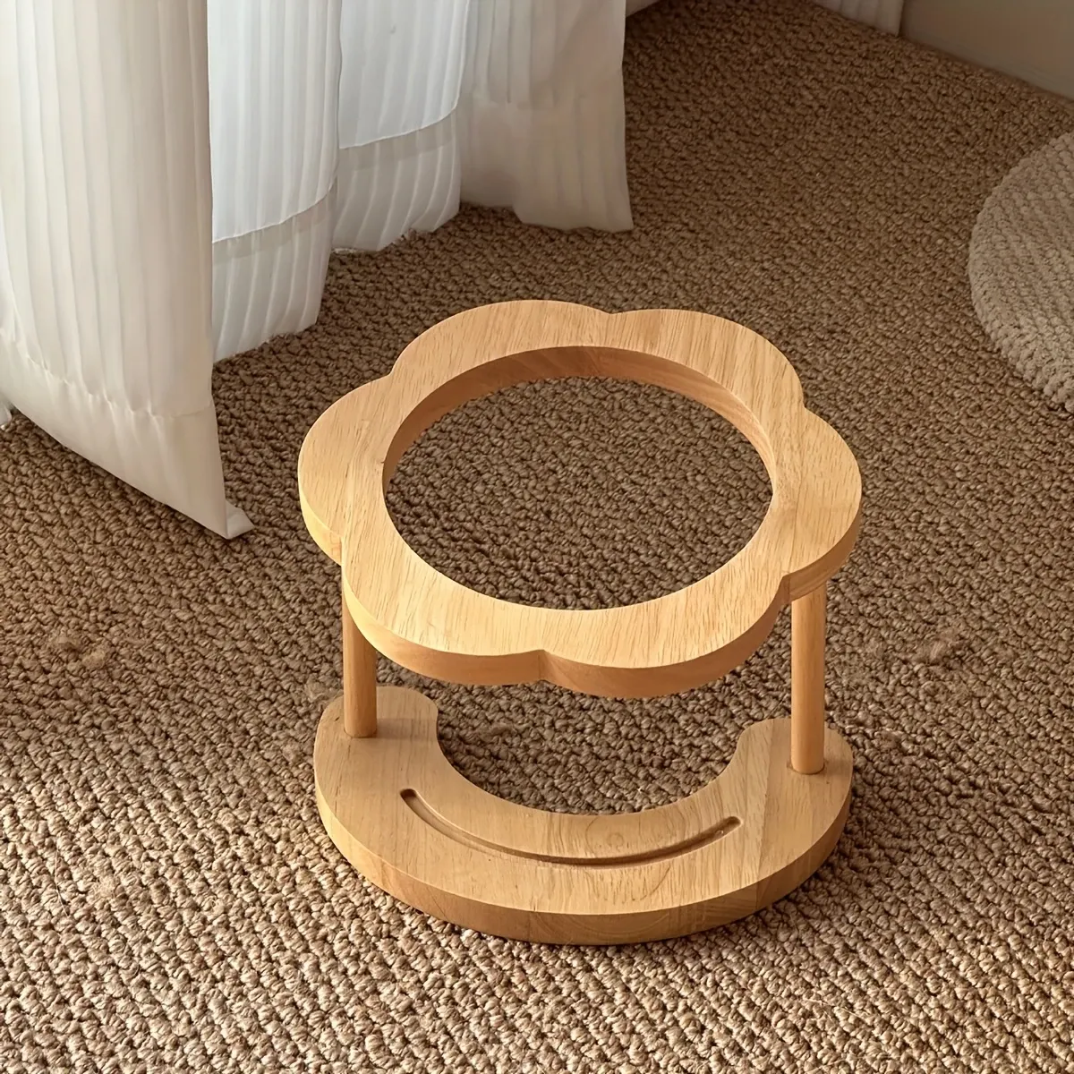 Ceramic Pet Feeder with Wood Stand image 2