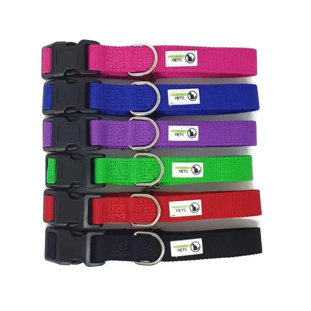 100% Pure Bamboo Fibre Dog Collar Plastic Buckle - Moondidley Pets Small Red