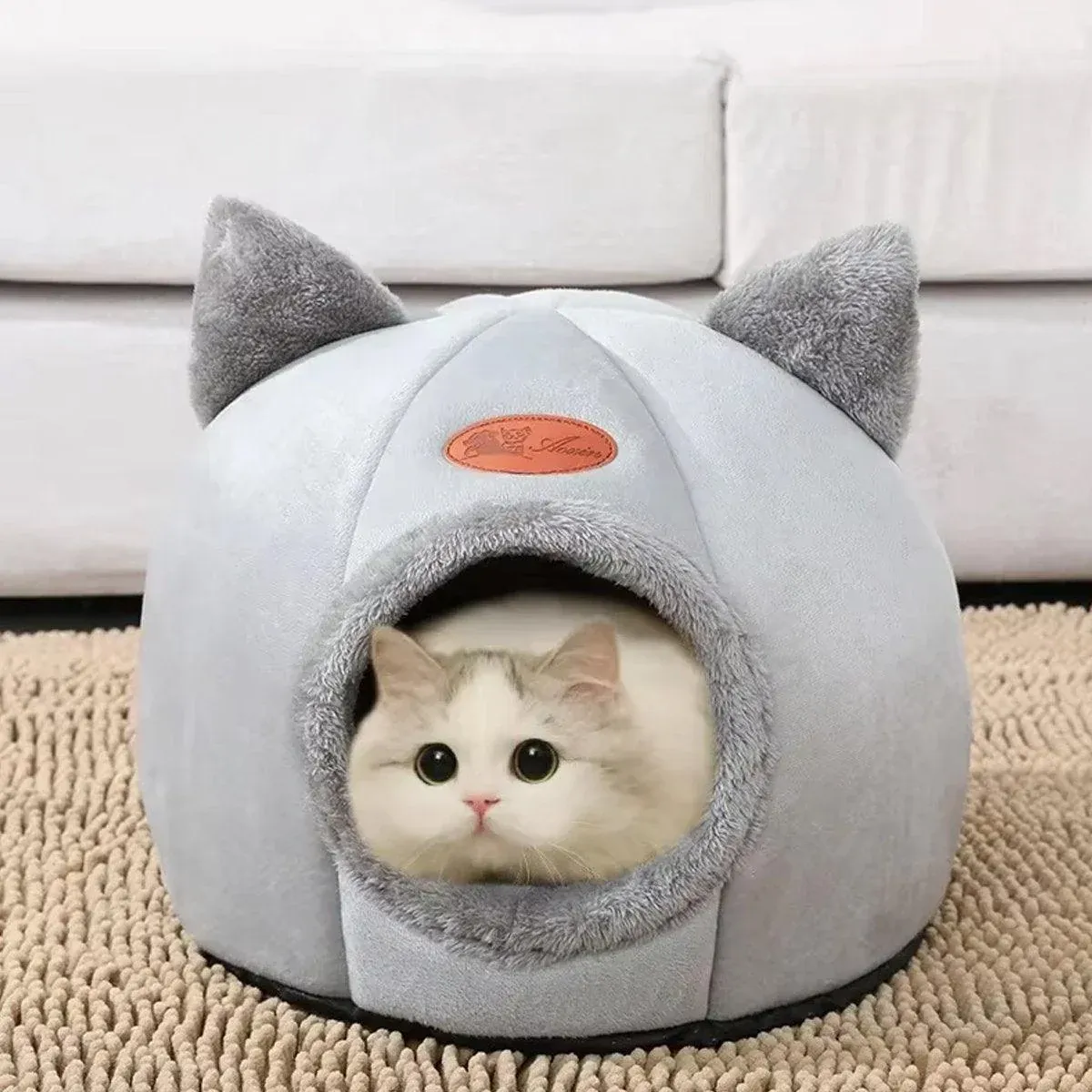 Cat Bed Winter Warm Enclosed Pet House Cozy Indoor Sleeping Nest for Cold Weather - XL image 9