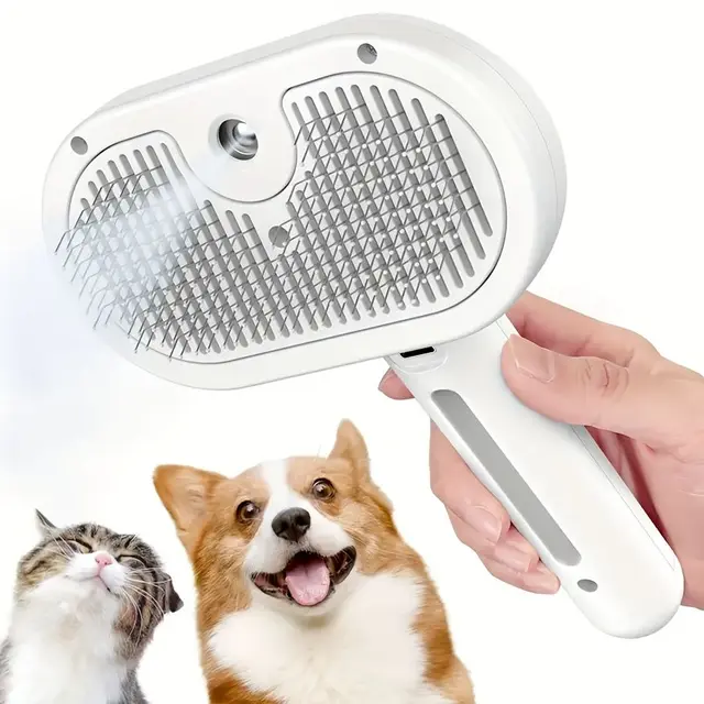 3-in-1 automatic cleaning steam pet brush - anti-static