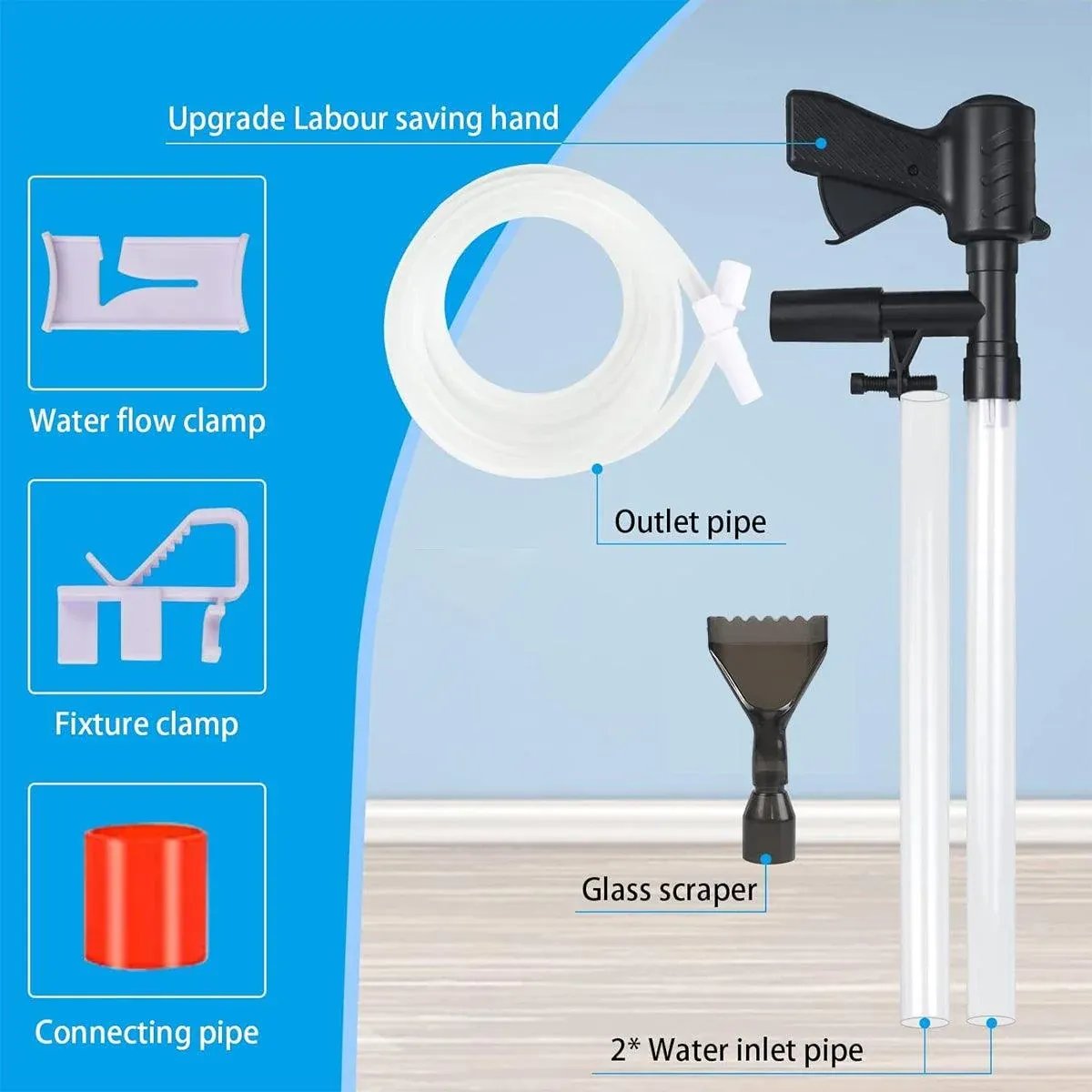 6In1 Fish Tank Cleaner Water Changer Pump Pipe Semi-automatic Cleaning Aquarium image 11