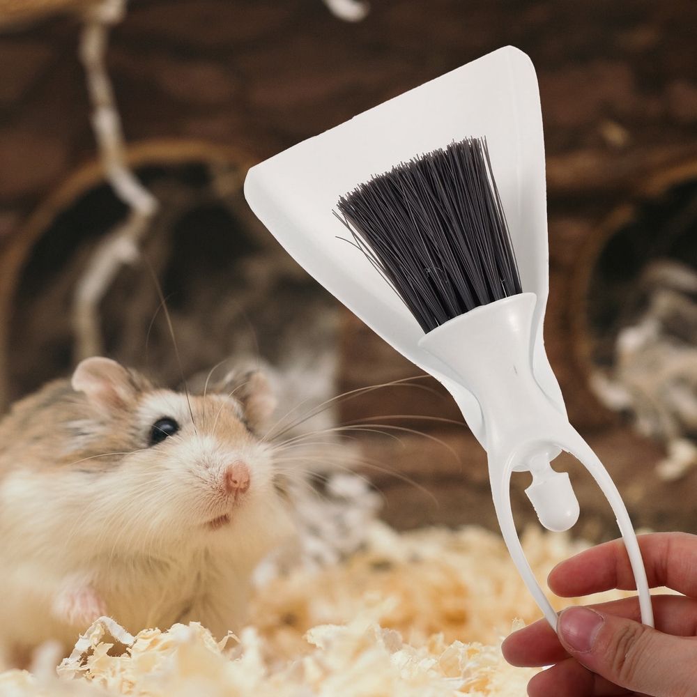Compact White Plastic Dustpan and Brush Set for Cleaning Small Animal Cages and Pet… image 3