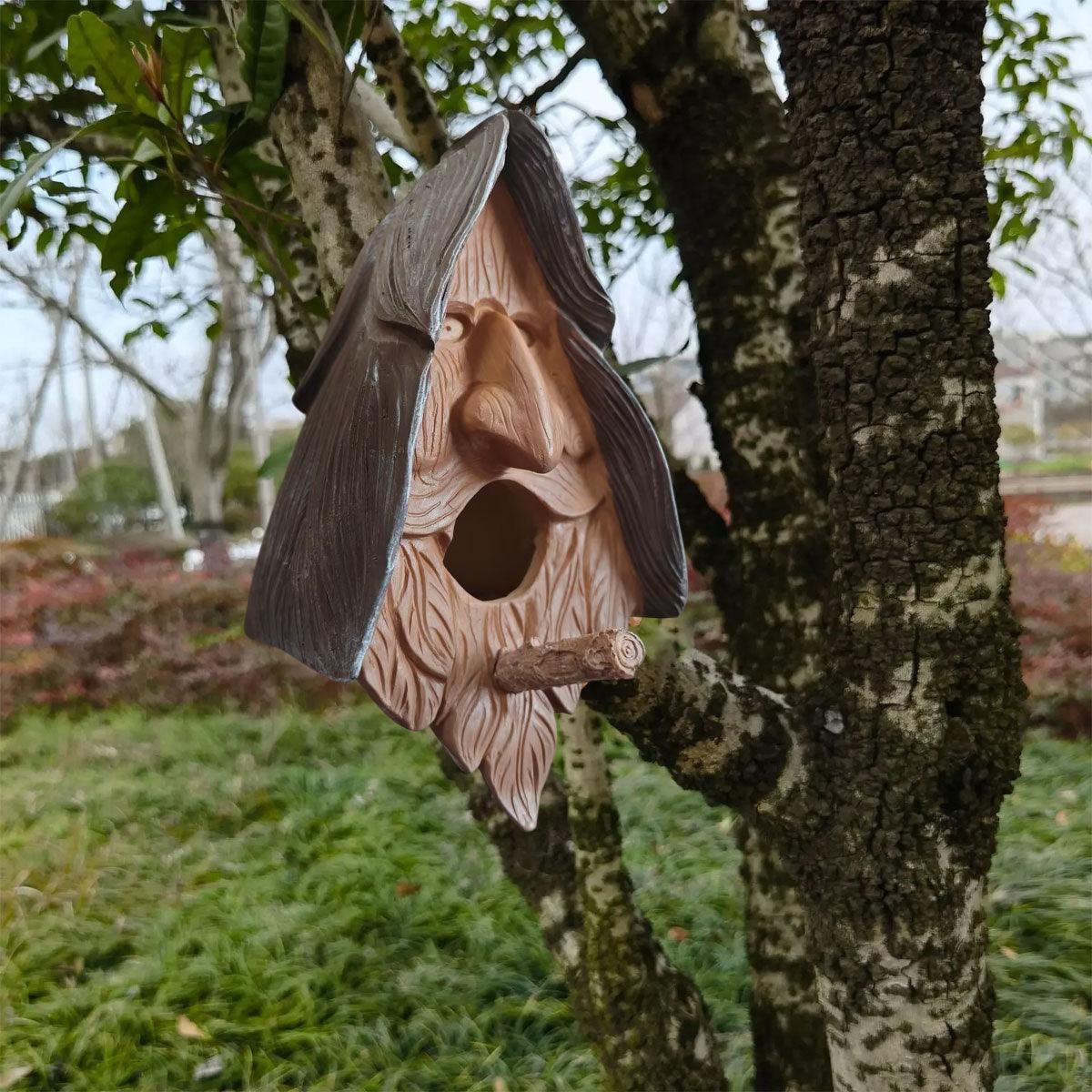 Human Face Birdhouse Resin Garden Ornament Outdoor Bird Nest Decor Statue image 5