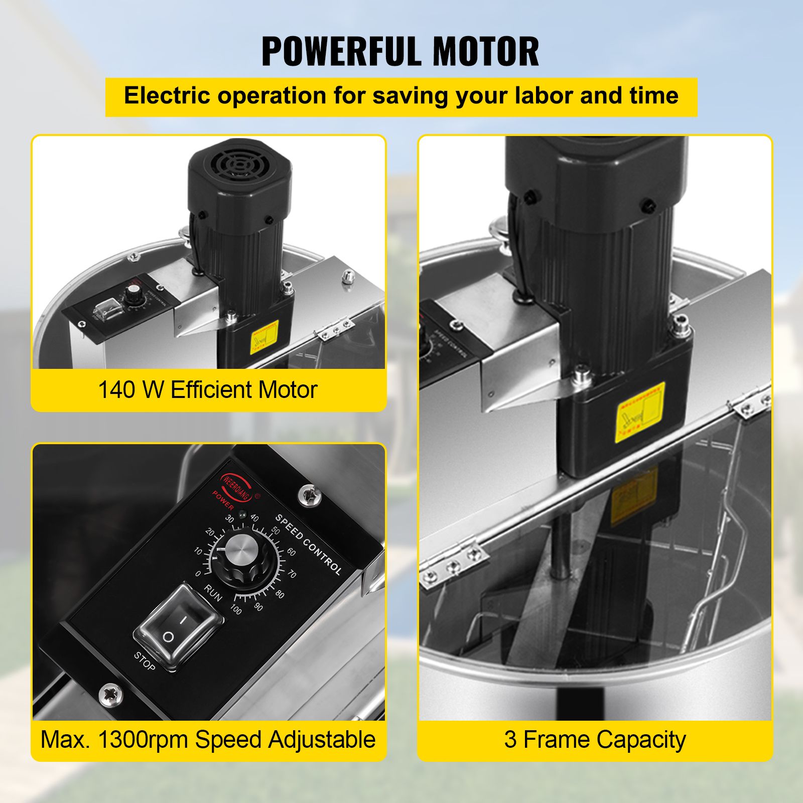 3/6 Frame Electric Honey Extractor Beekeeping Stainless Steel W/ 3 Legs image 3