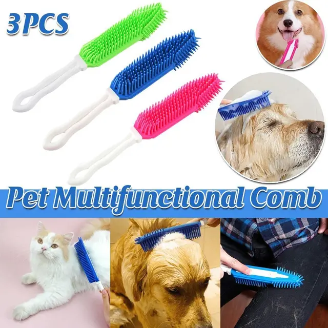3PCS Pet Hair Remove Brush Car Detailing Brush Portable Dog Rubber Massage Brush