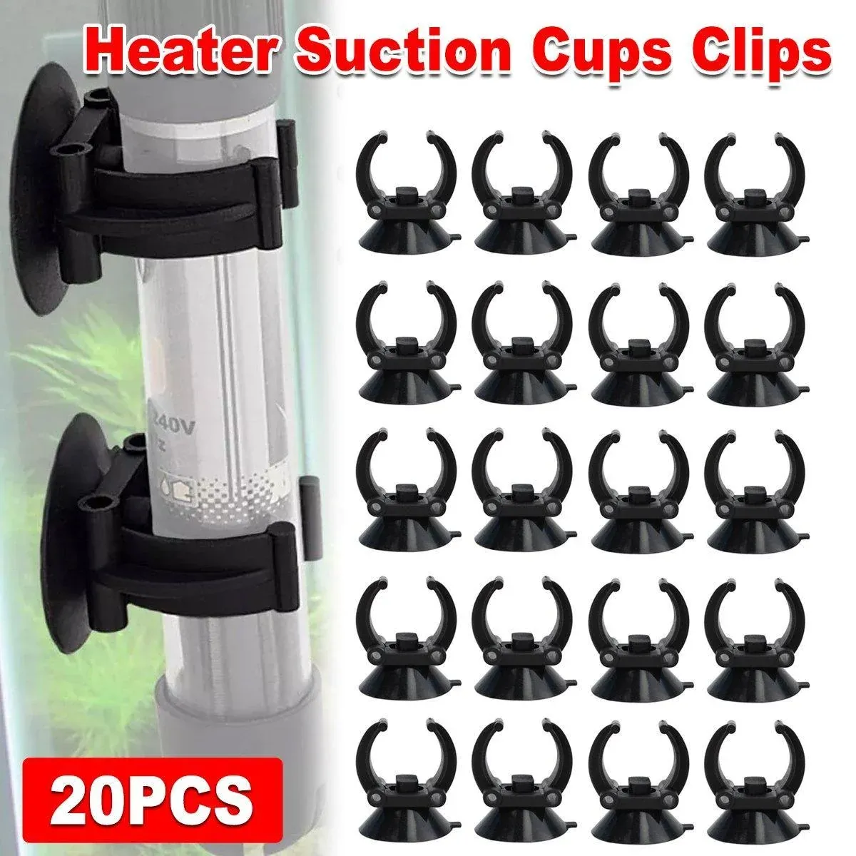 20PCS Black Suction Mount Clips for Aquarium Equipment