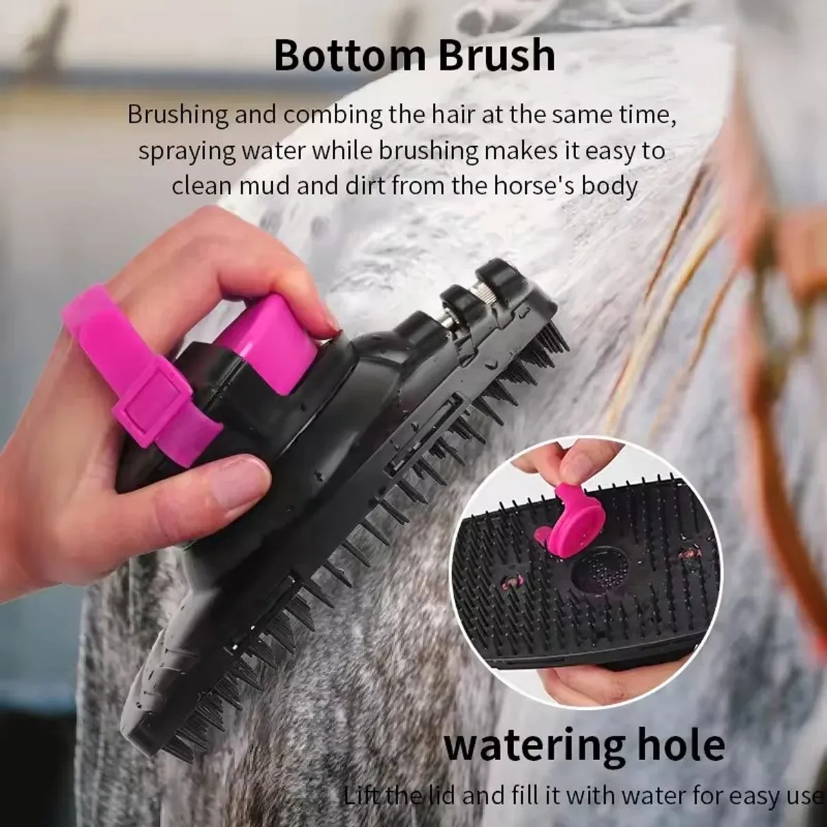 Horse Bath Brush Grooming Massage Comb Soft Bristle Cleaning Tool For Equine Use image 7