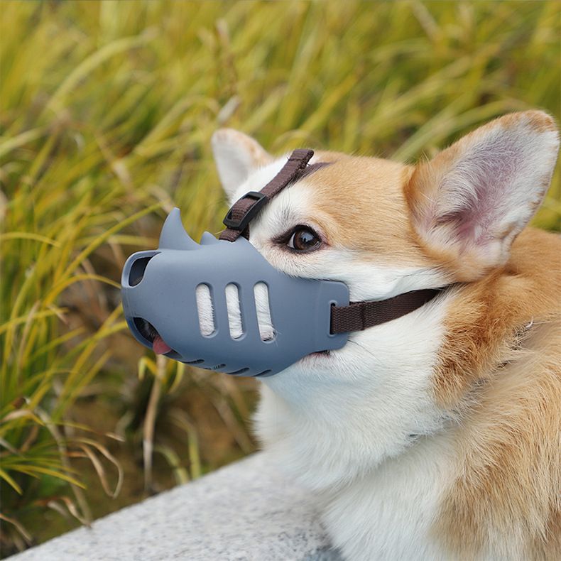 Soft Silicone Rhino Design Dog Muzzle with Adjustable Straps