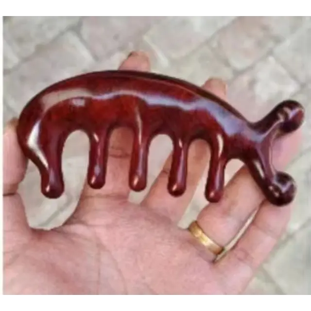 Sandalwood Massage Comb Five Tooth Head Default item Red sandalwood seahorse meridian…