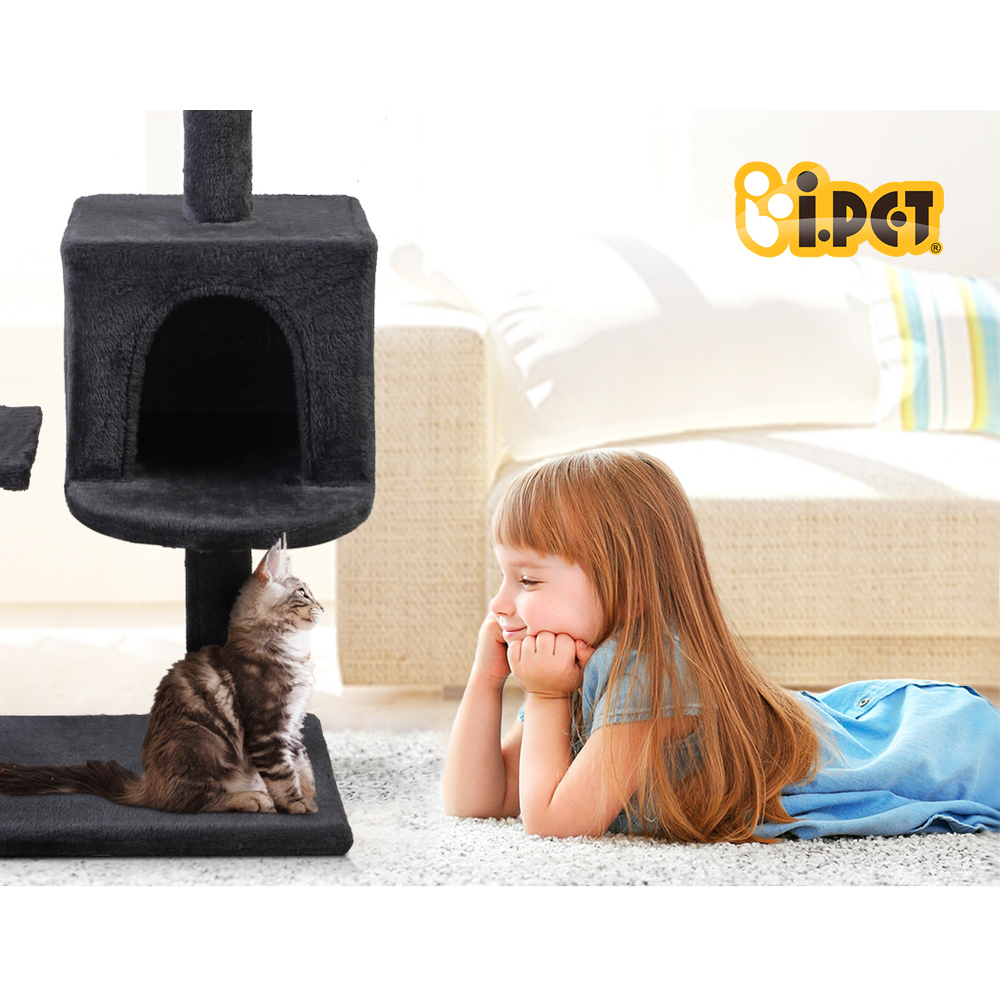 i.Pet Cat Tree 140cm Tower Scratching Post Scratcher Trees Toys Condo Bed Grey image 6