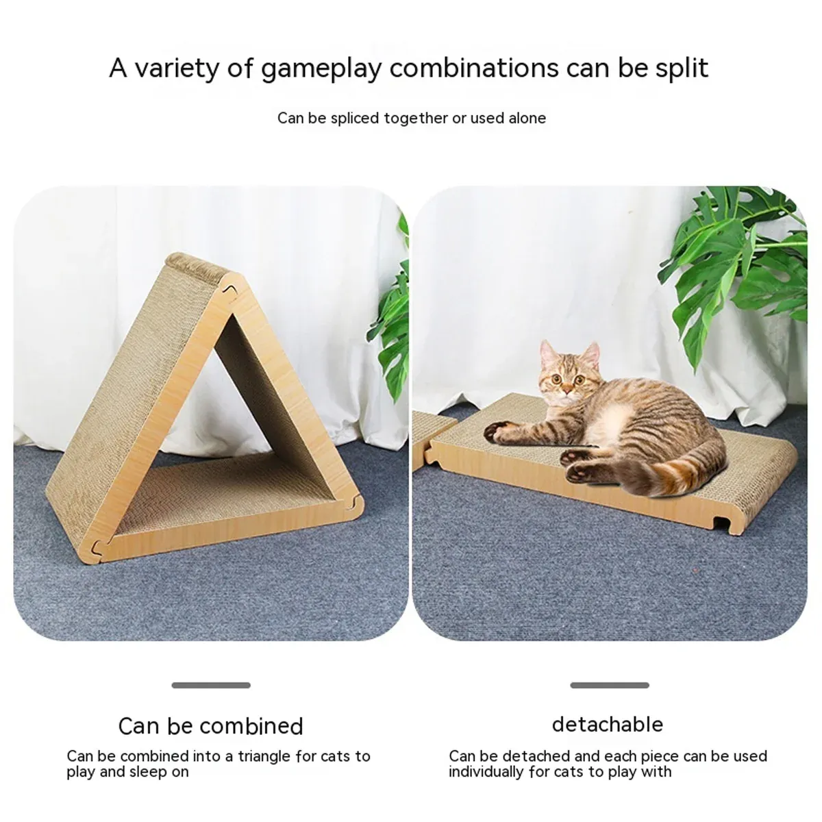 Triangular Cat Scratching Board Corrugated Paper Scratcher Pad Scraper Kitten image 7