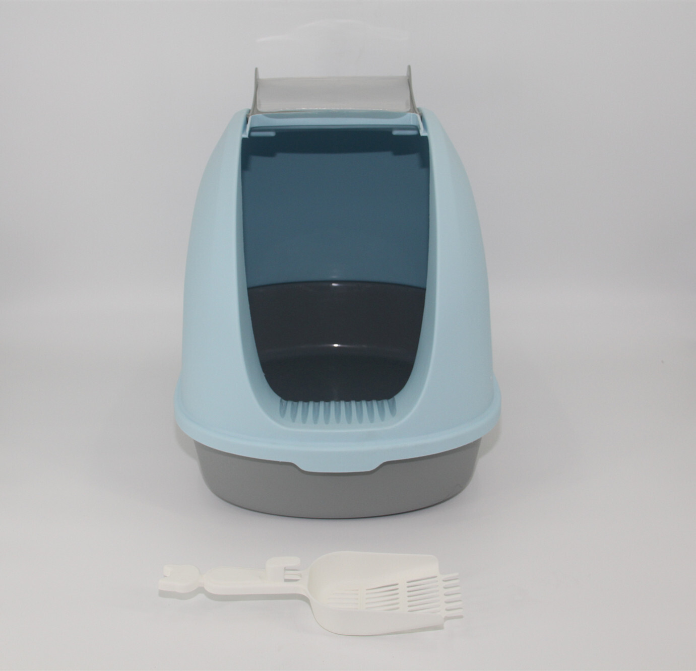 YES4PETS Portable Hooded Cat Toilet Litter Box Tray House with Handle and Scoop Blue image 3