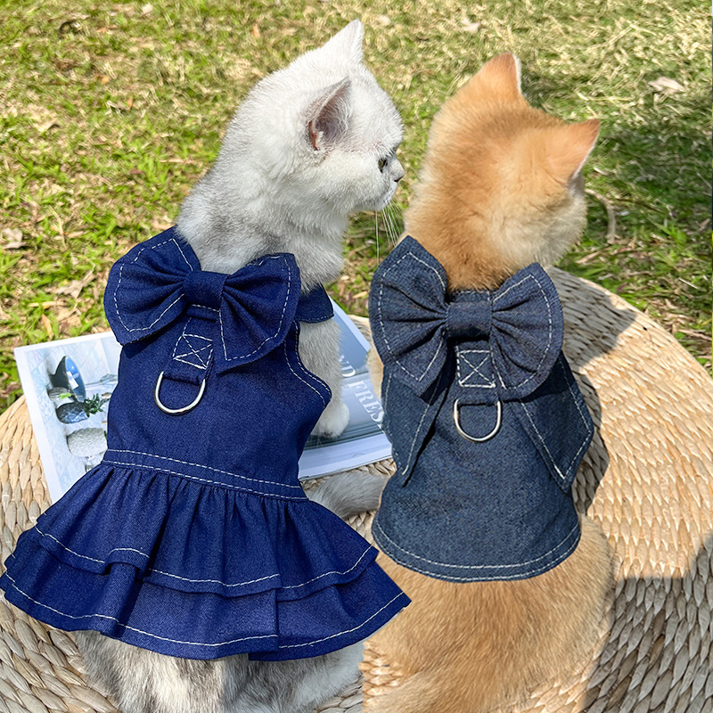 Pet Denim Harness Dress Set (2 Pieces) – 3XL Size (70cm Chest for 20-36 lb Pets) with… image 3