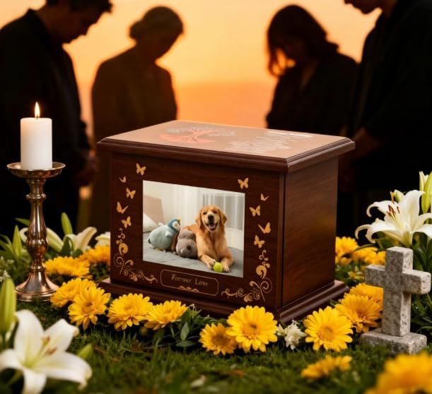 Pet Memorial Wooden Urn Box with Photo Frame, 28 image 7