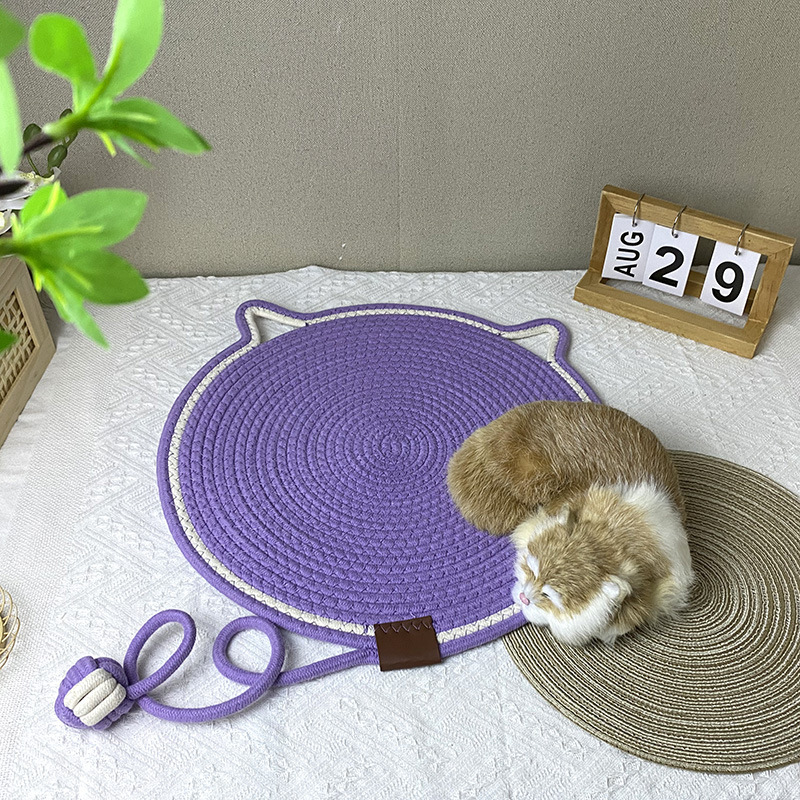 3 Pcs Yellow Durable Cat Scratching Mat with Attached Toy Ball - Washable and… image 3
