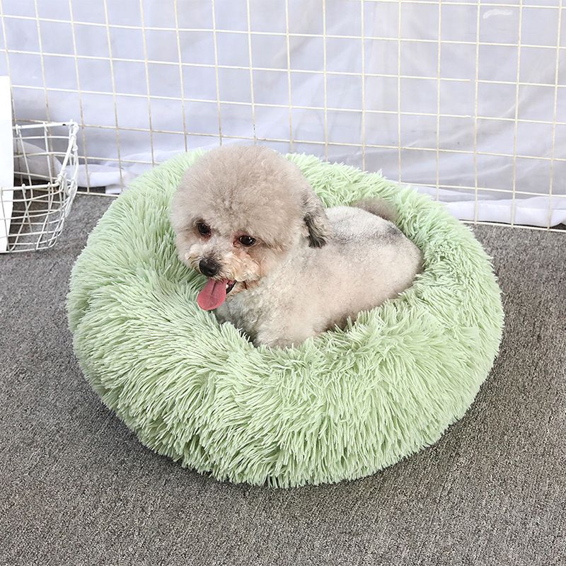 Large Breed 100cm Tie-Dye Burgundy Shaggy Circle Bed for Multi-Cat Homes & Big Dogs image 6