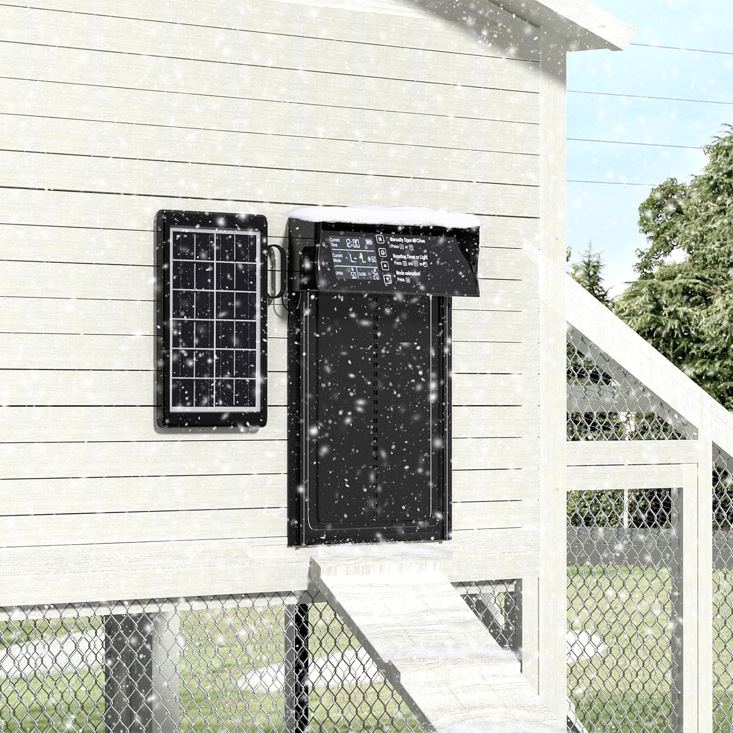 CARLA HOME Automatic Chicken Coop Door Solar Powered with 4 Mode Timer & Light Sensor image 8