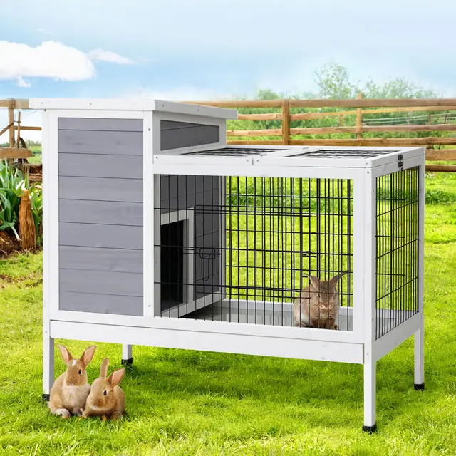 i.Pet Rabbit Hutch Chicken Coop 97cm x 49cm x 86cm Chicken Coop Large Run Wooden…
