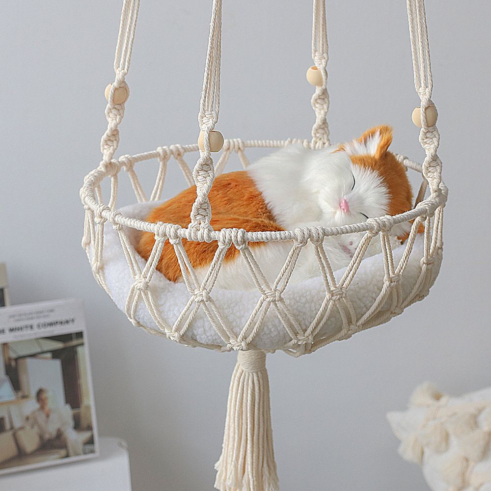 Pet Hammock for Cats with Wooden Beads - Pet Swing padding not included (Diameter… image 2