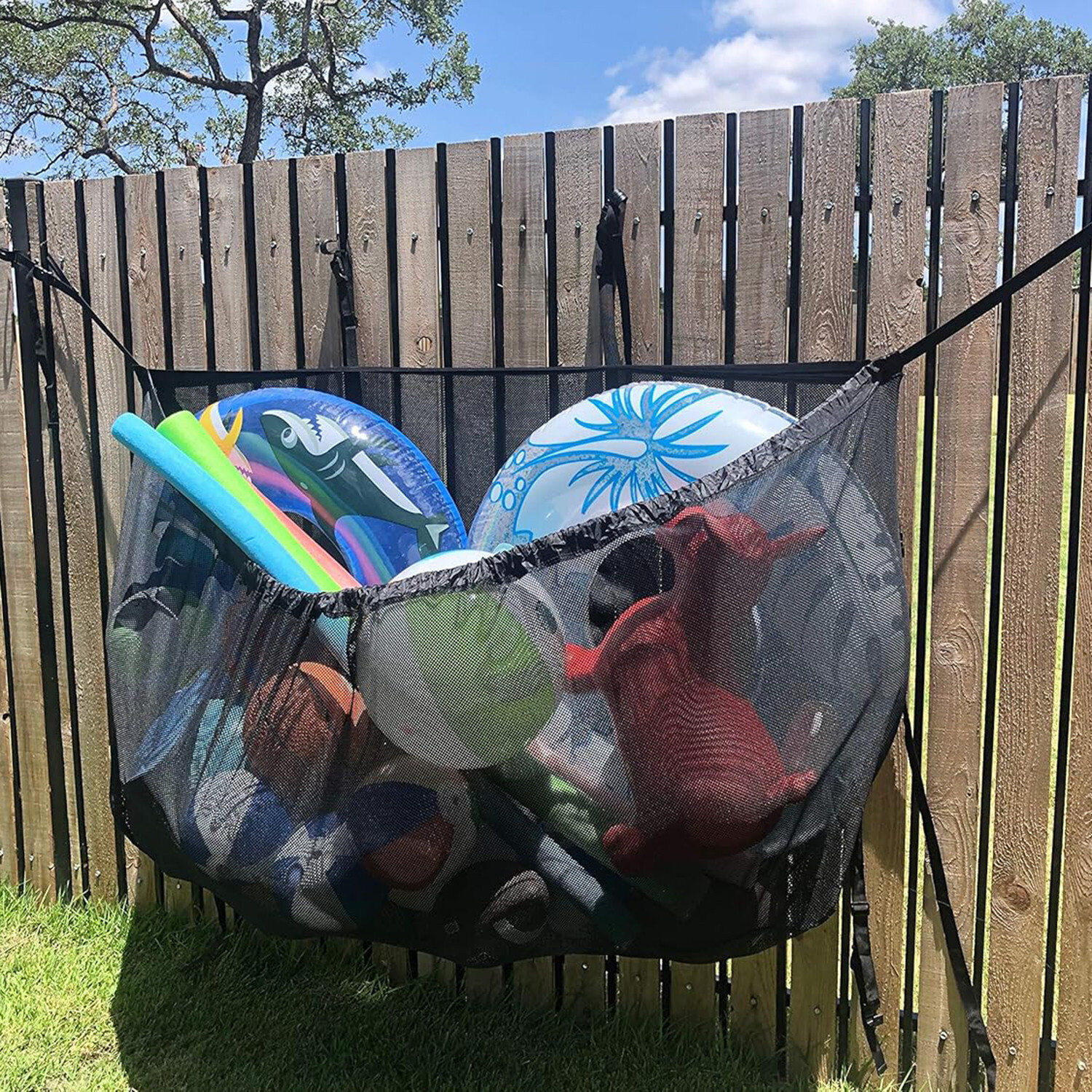 145x145CM Heavy Duty Pool Toy Storage Net Bag Adjustable Organizer image 10