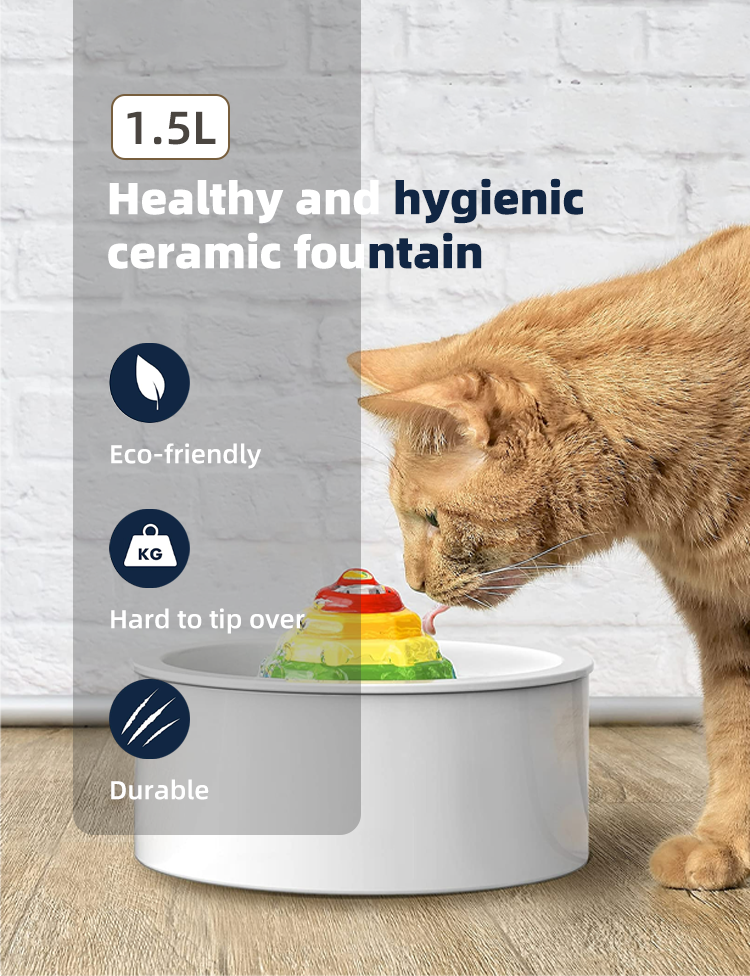 YES4PETS Ceramic Electric Pet Water Fountain Dog Cat Water Feeder Bowl Dispenser image 3