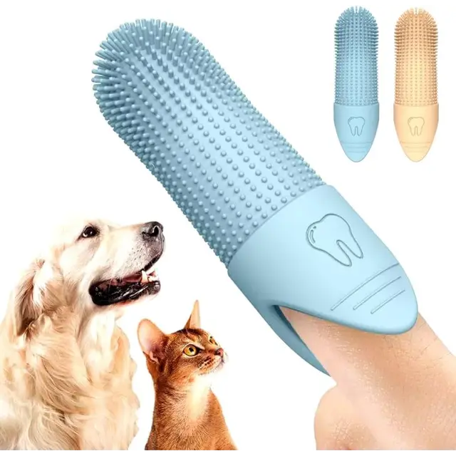 Pet Finger Toothbrush - for dogs and cats - Soft silicone finger toothbrush - for the…