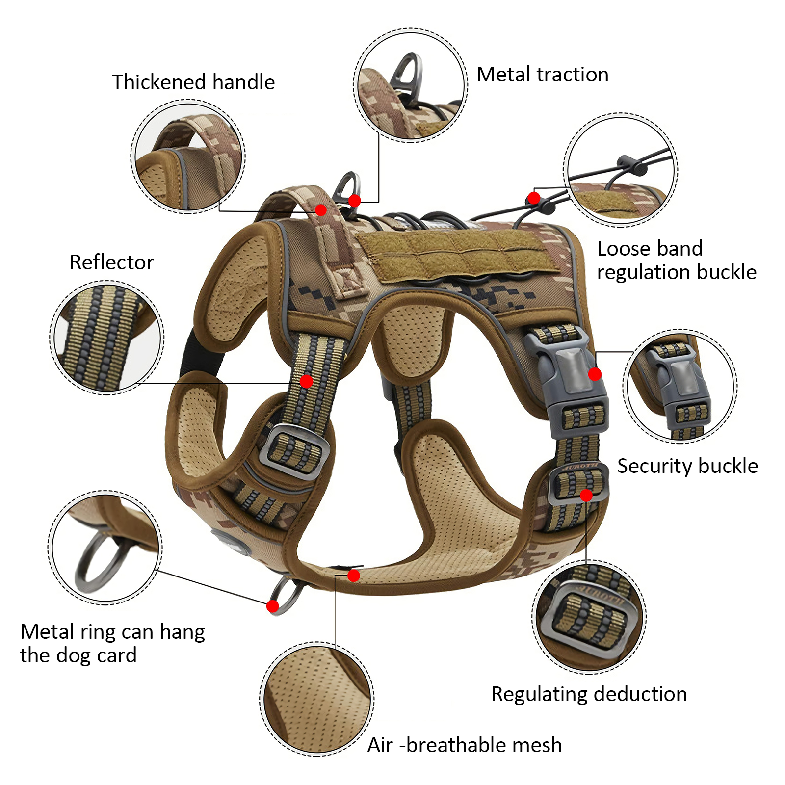 Dog Harness Tactical No Pull Adjustable Pet Military Working Training Vest M image 6