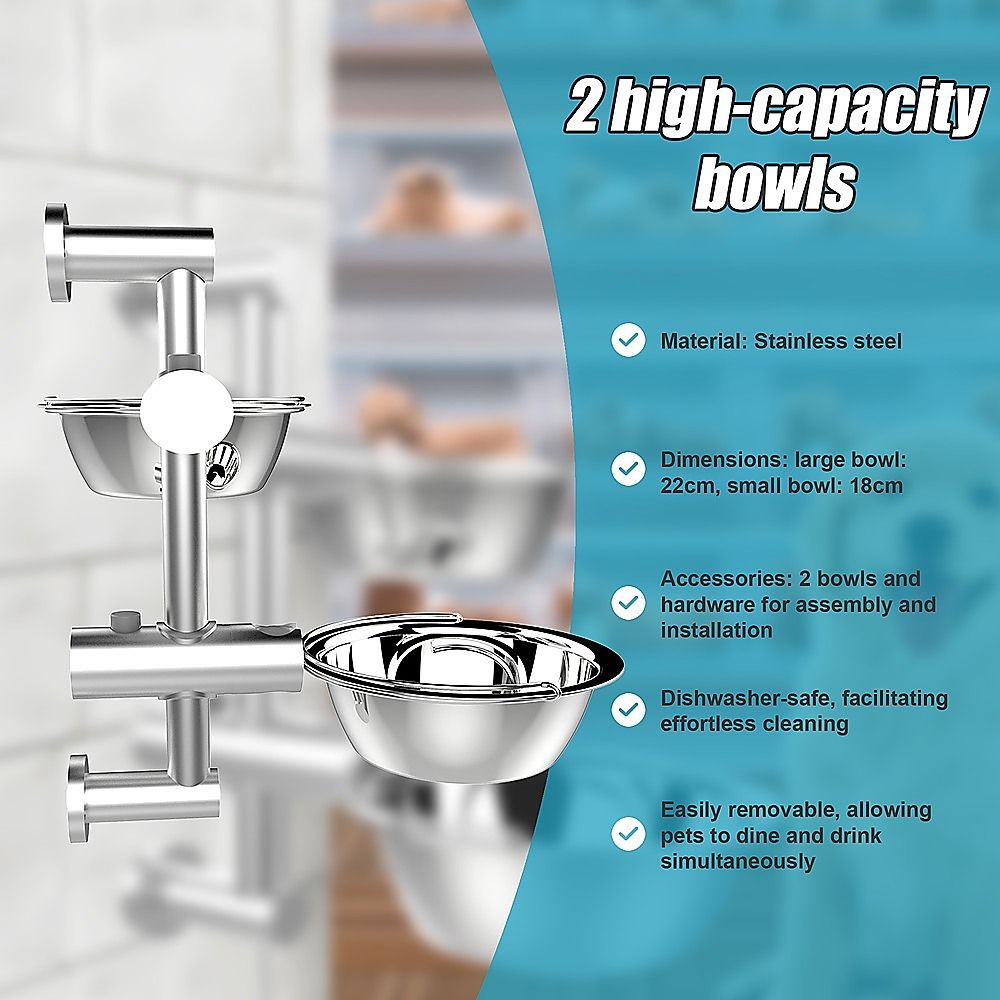 Wall Mounted Dog Bowl Adjustable Height Pet Feeder For Easy Feeding image 3