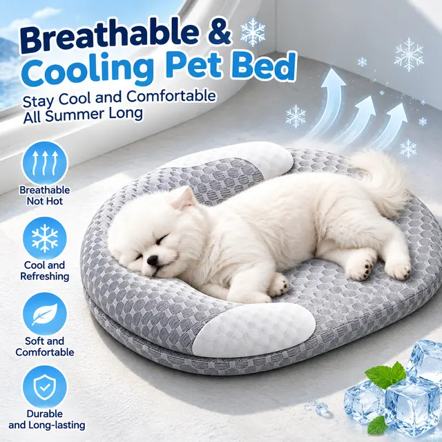 Breathable Cooling Pet Bed - 45 x 30 cm Washable Cat and Dog Summer…, 45 × 30cm