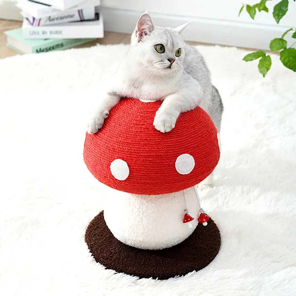 Red Mushroom Cat Climbing Frame Vertical Scratching Post Board Pet Furniture image 12