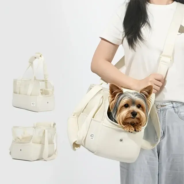 Cream Style Pet Tote Bag – Breathable Mesh