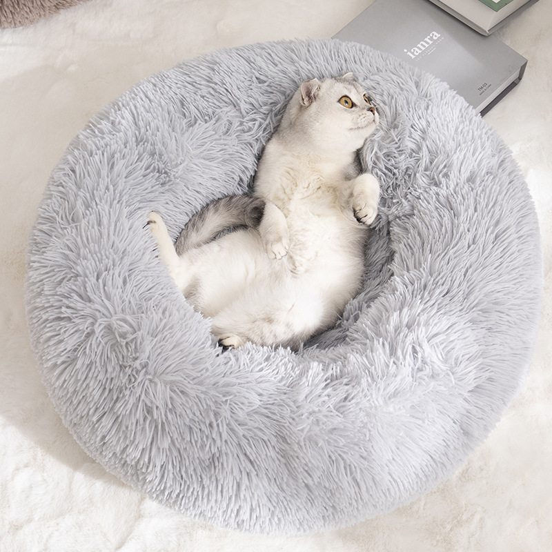 Calming Donut Pet Bed -Soft Faux Fur image 5