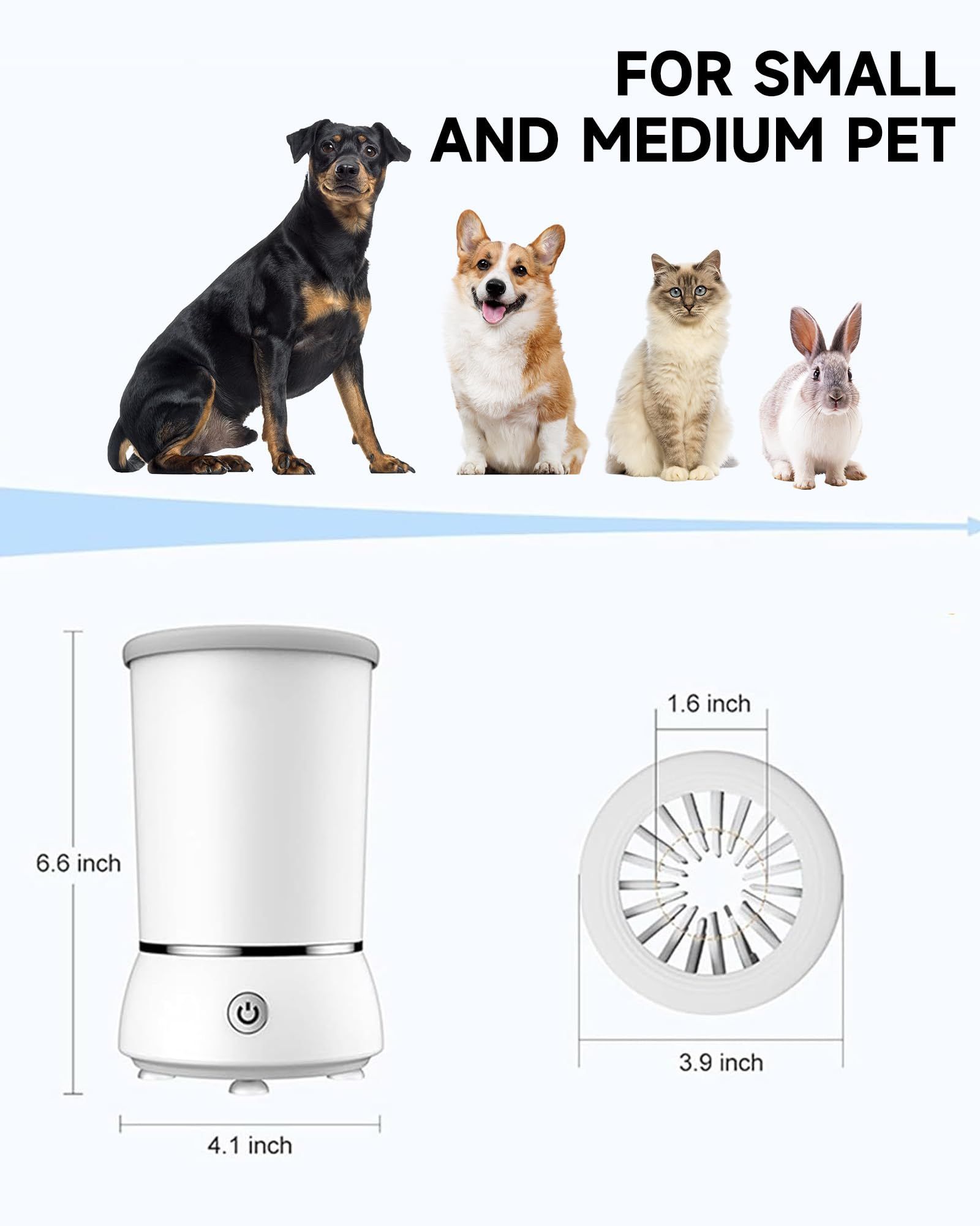 Automatic Dog Paw Cleaner for Dogs，2 Speeds Electric Paw Feet Cleaner for…, White image 4