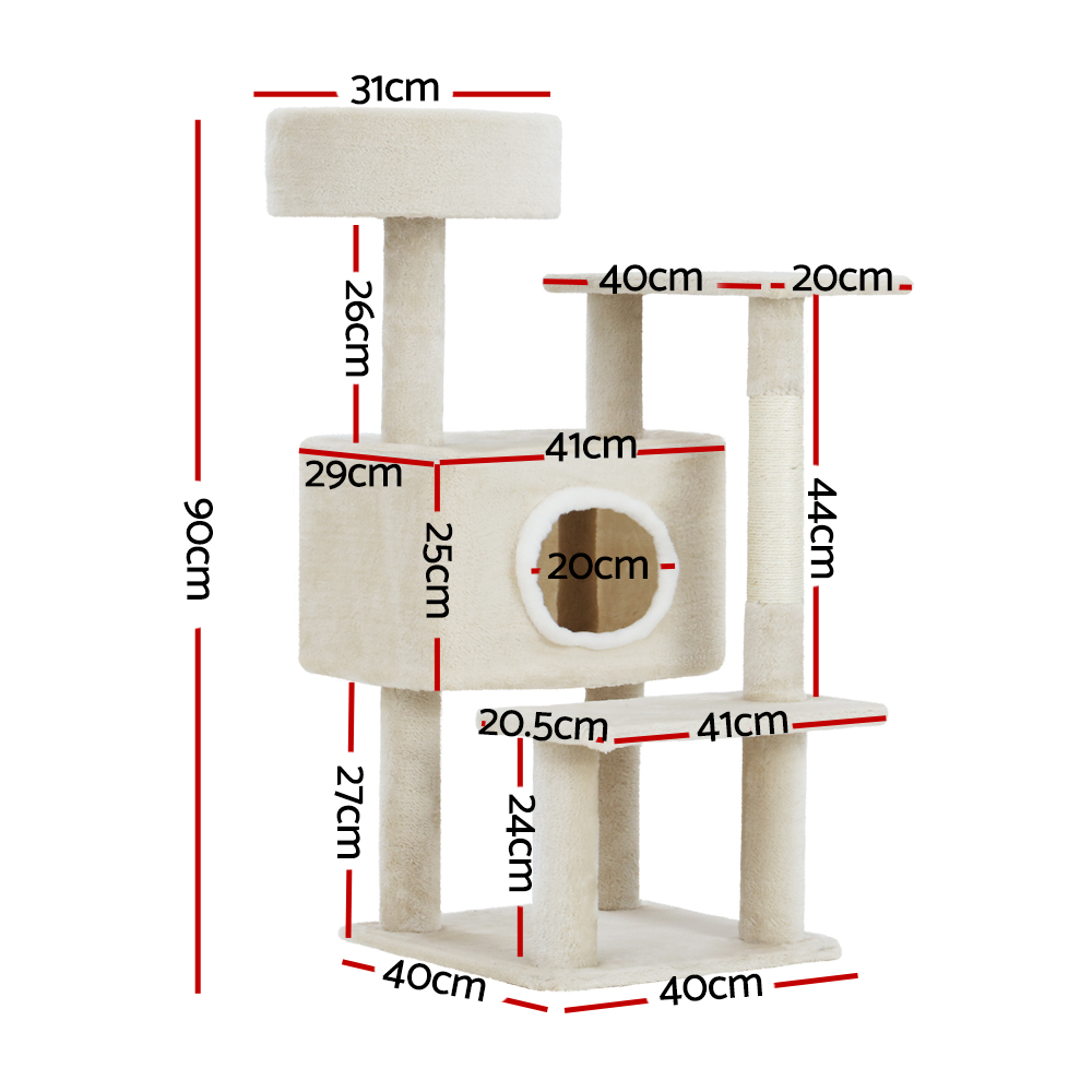 i.Pet Cat Tree 90cm Scratching Post Tower Scratcher Wood Condo House Bed Trees image 2